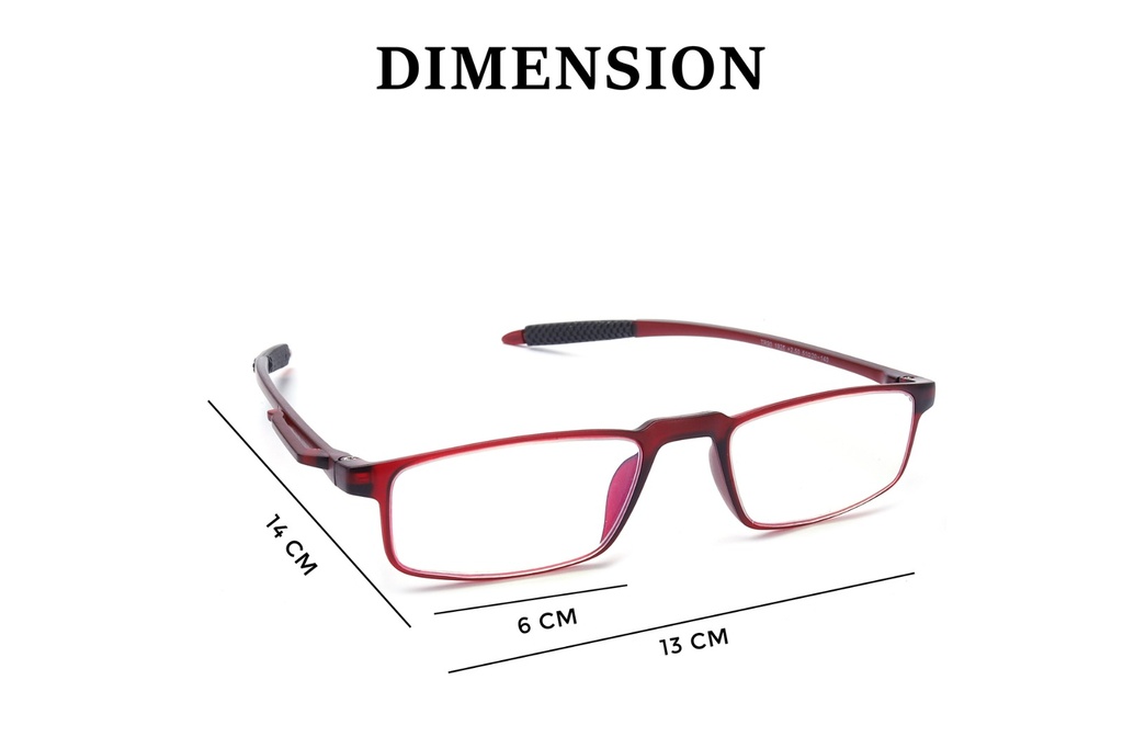 Specsray Rectangle Full Rim with 2.75 Power red