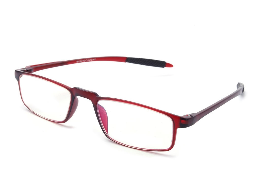 Specsray Rectangle Full Rim with 2.75 Power red